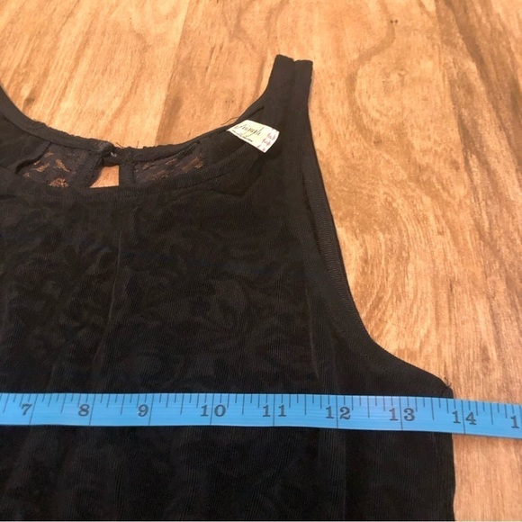 FREE People Black Lace Tank Sleeveless Dress Size Small Cutout Back 30” Floral - Picture 2 of 7